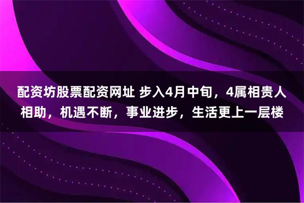 配资坊股票配资网址 步入4月中旬，4属相贵人相助，机遇不断，事业进步，生活更上一层楼